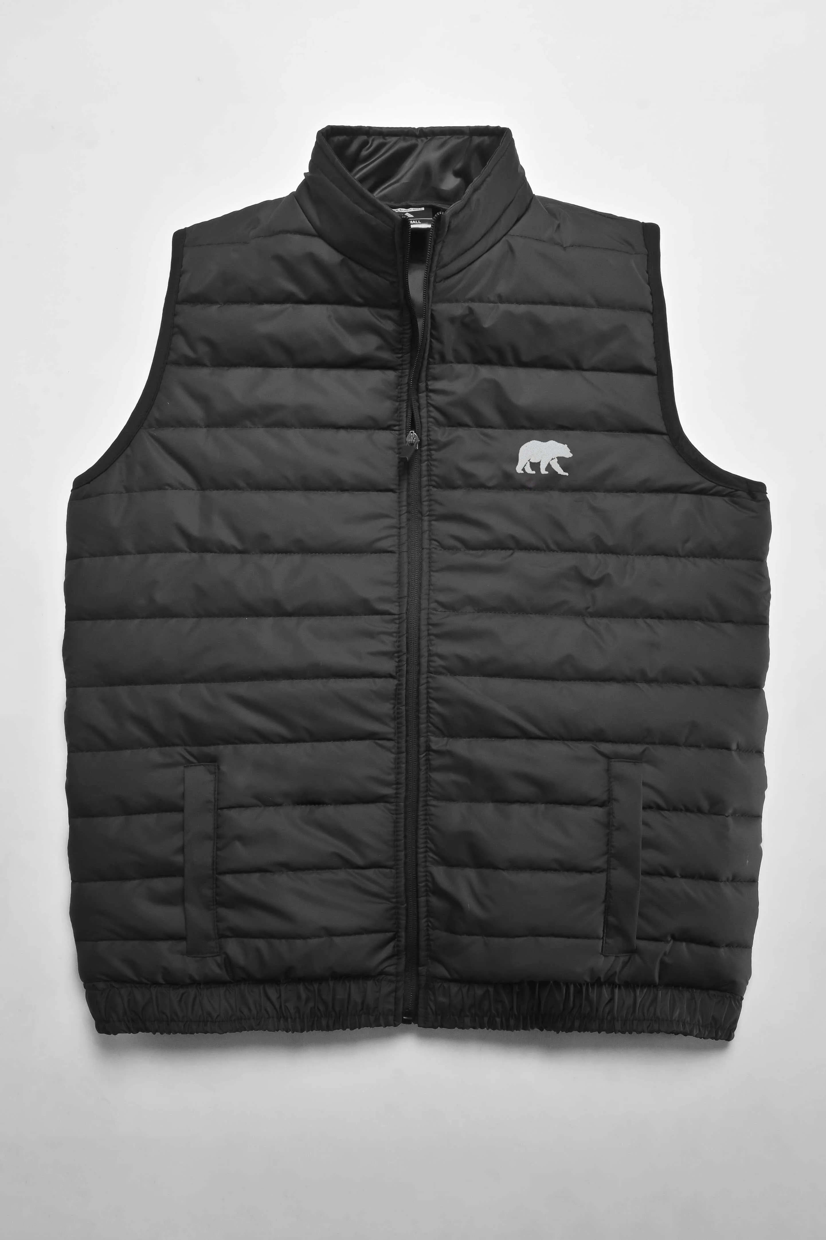 Burnt Soul Men's Bear Embroidered Body Warmer Puffer Gilet