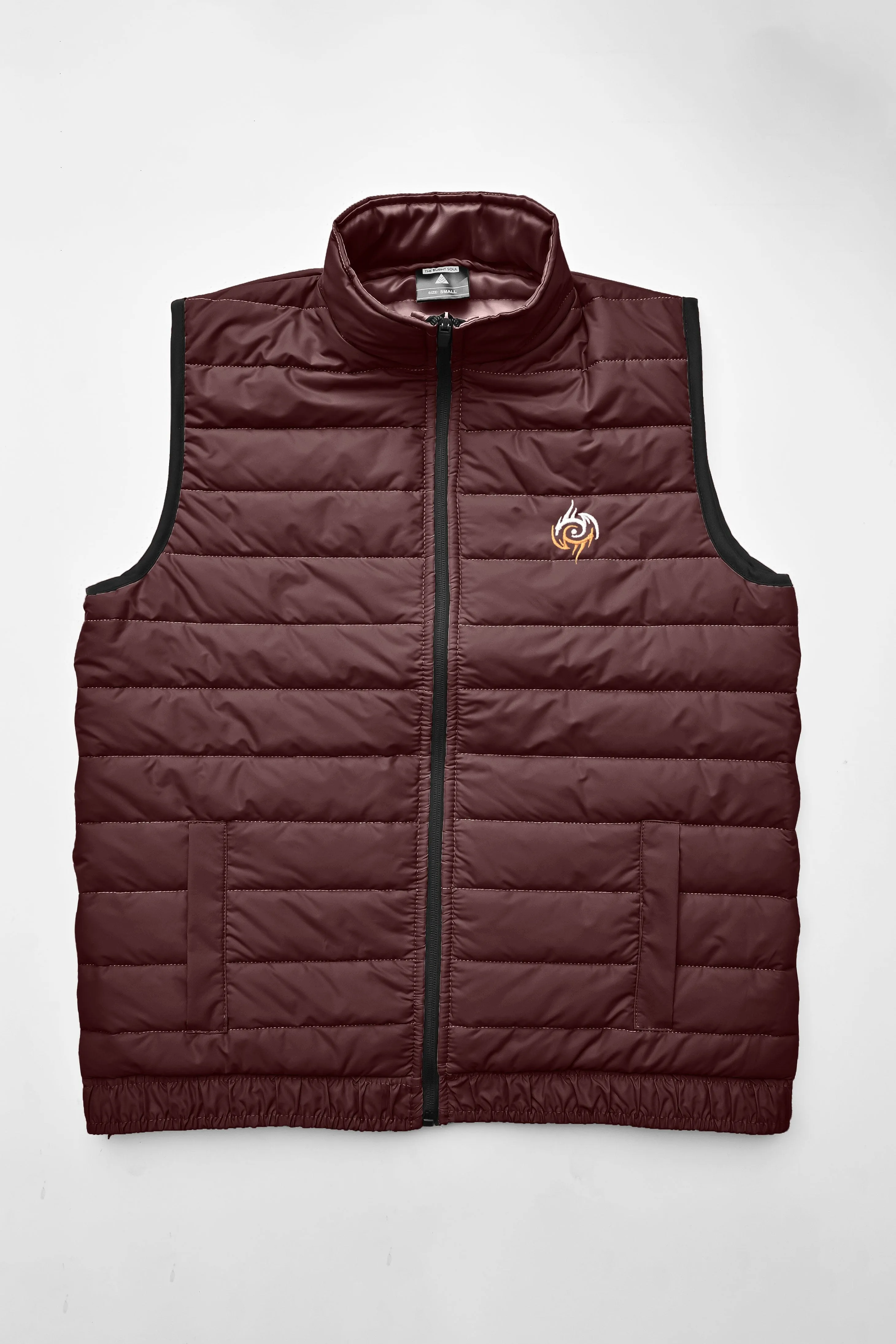 Burnt Soul Men's Eagle Embroidered Body Warmer Puffer Gilet