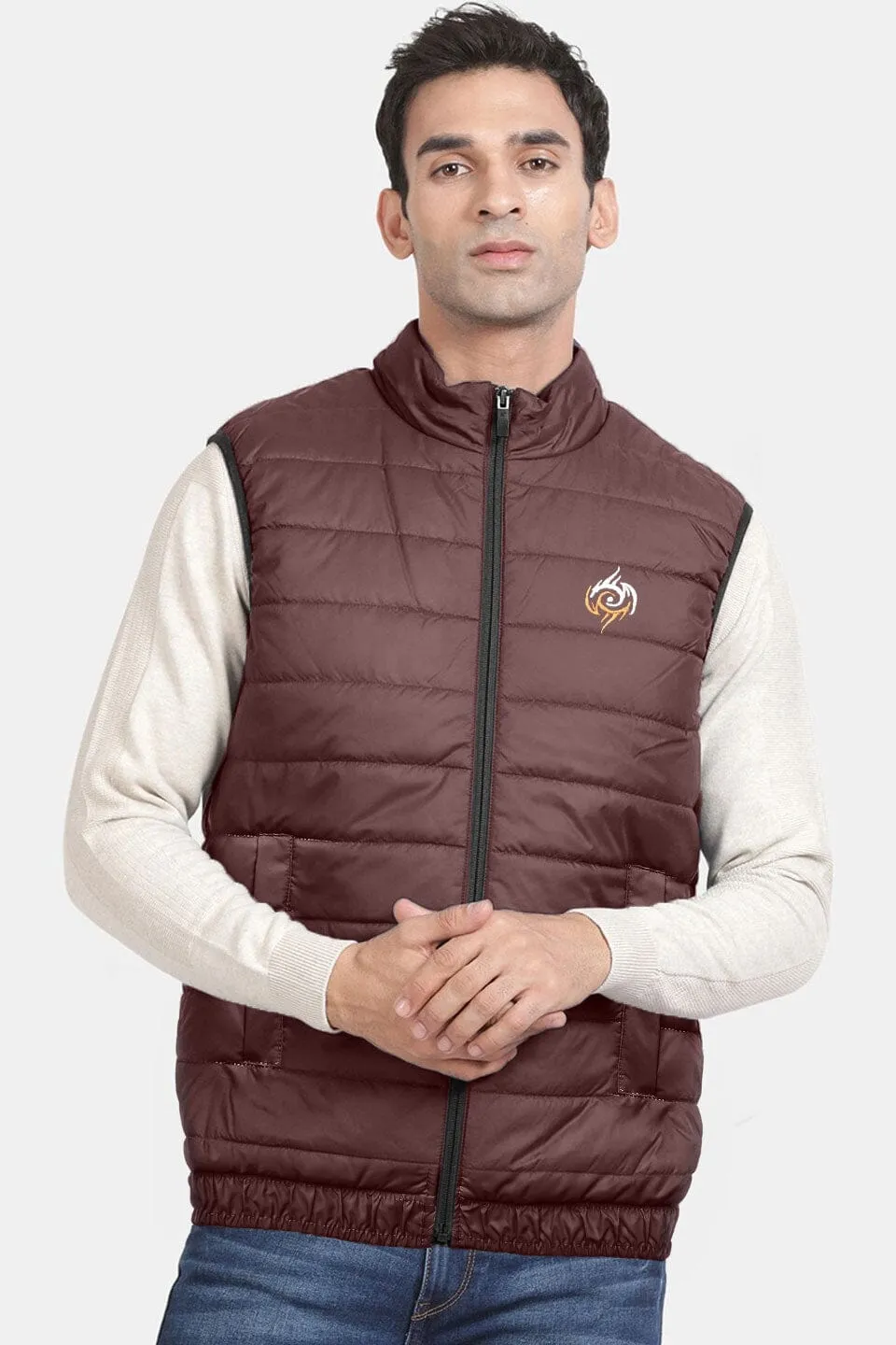 Burnt Soul Men's Eagle Embroidered Body Warmer Puffer Gilet