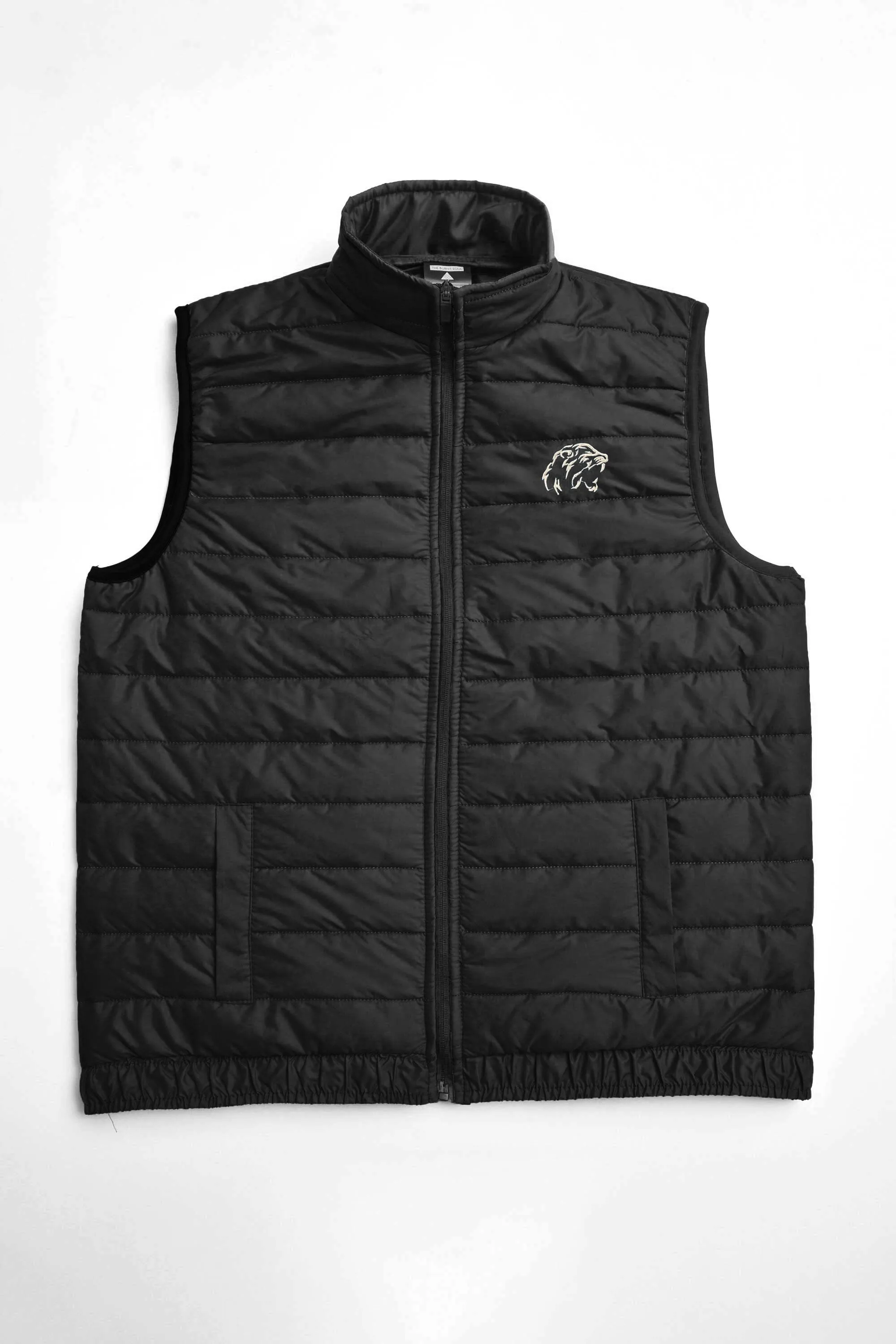 Burnt Soul Men's Tiger Embroidered Body Warmer Puffer Gilet