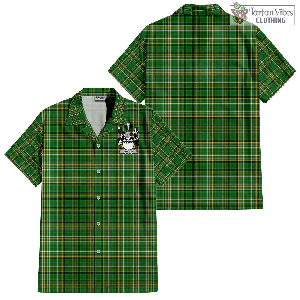 Burton Irish Clan Tartan Short Sleeve Button Up with Coat of Arms