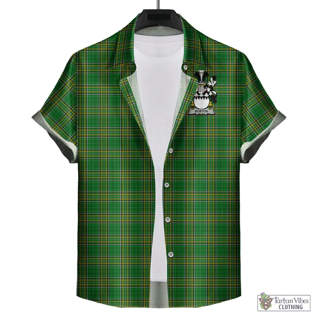 Burton Irish Clan Tartan Short Sleeve Button Up with Coat of Arms