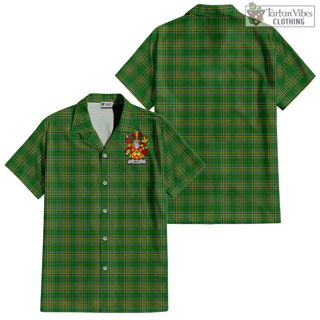 Butt Irish Clan Tartan Short Sleeve Button Up with Coat of Arms