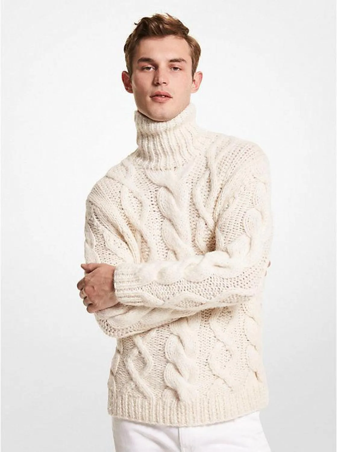 Cable Alpaca Blend Turtleneck Sweater