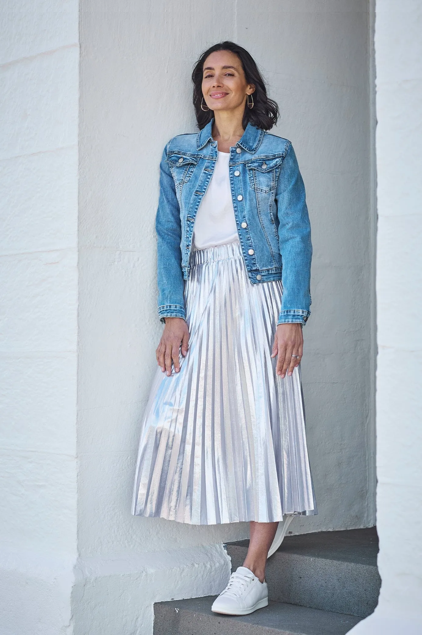 Caitlin Pleated Skirt Silver