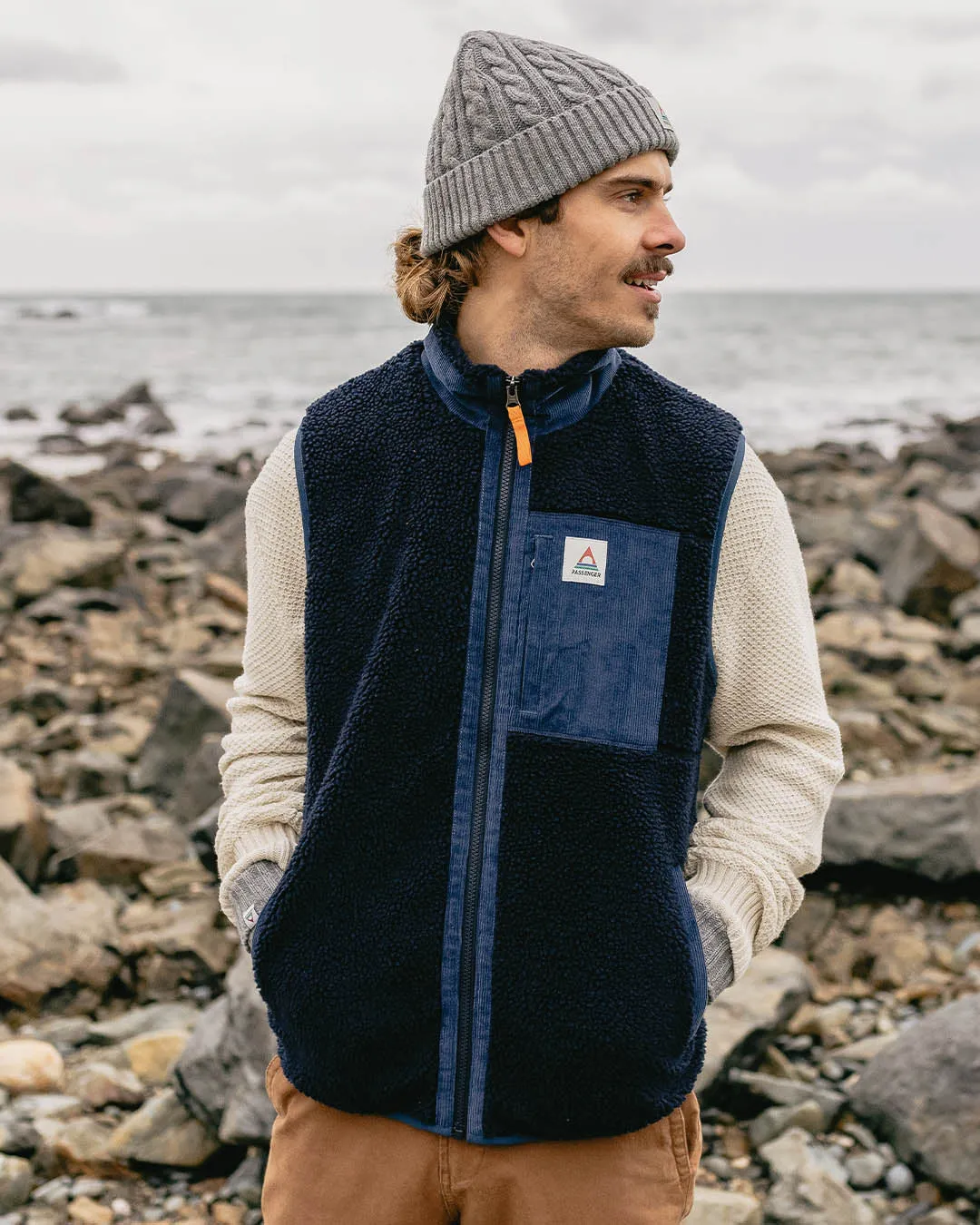 Canyon Recycled Deep-Pile Sherpa Vest - Deep Navy