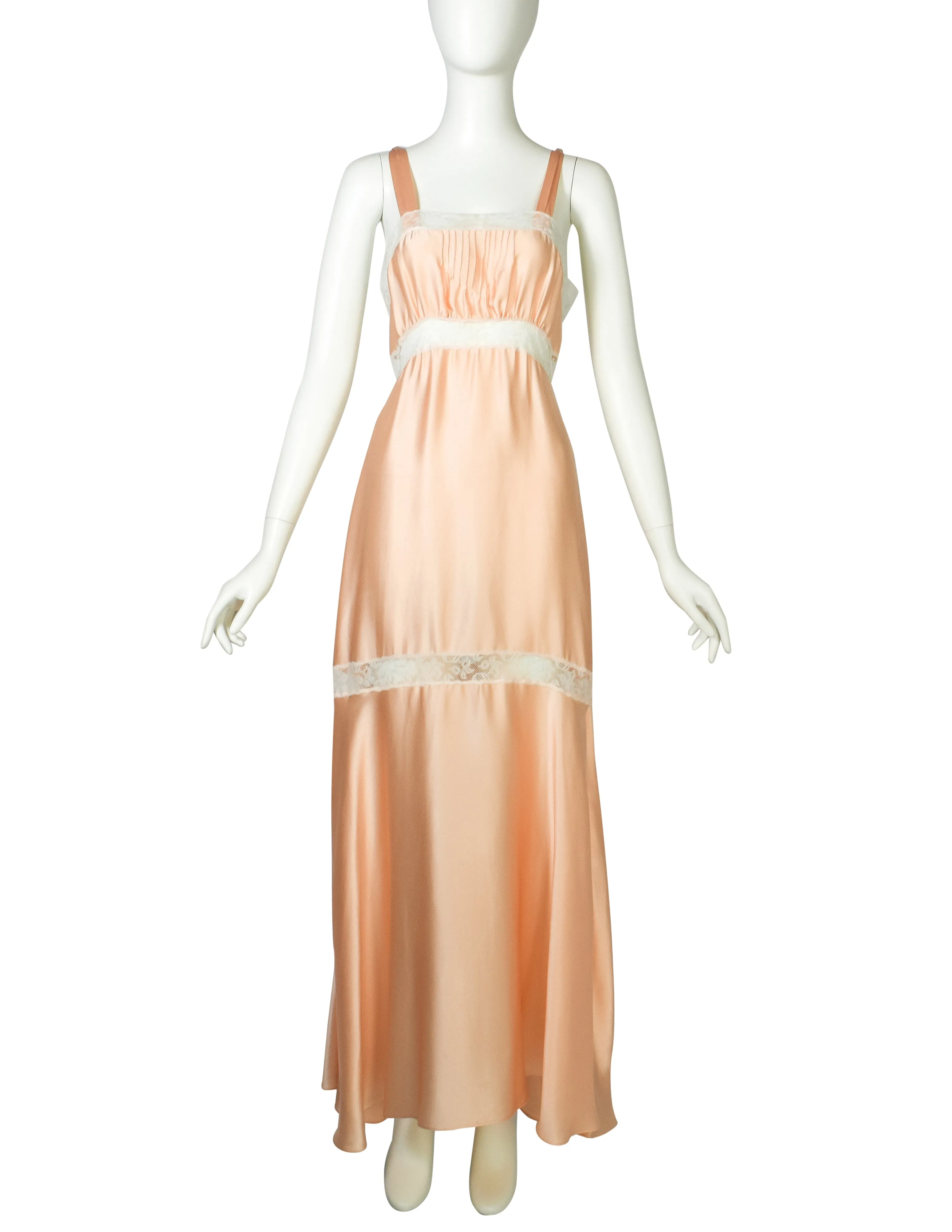 Chloe Vintage 1970s Peach Satin Lace Slip Dress