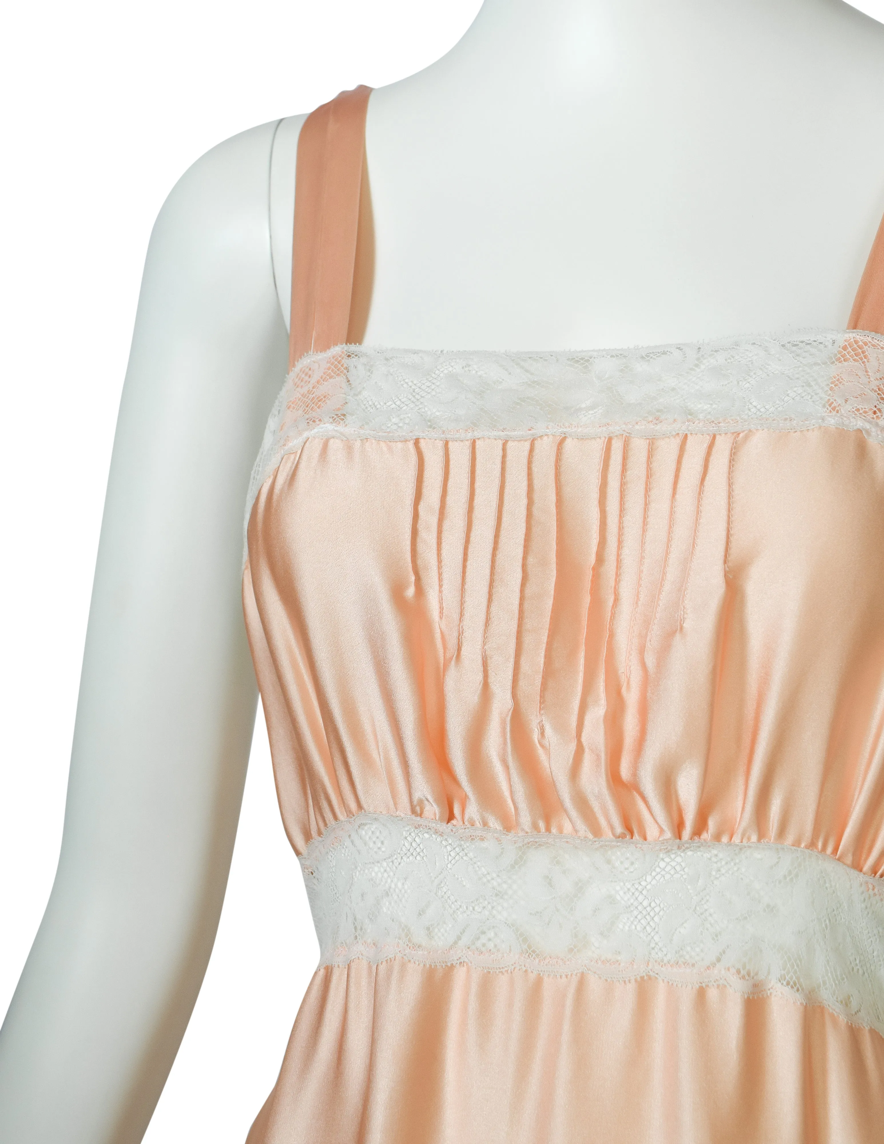 Chloe Vintage 1970s Peach Satin Lace Slip Dress