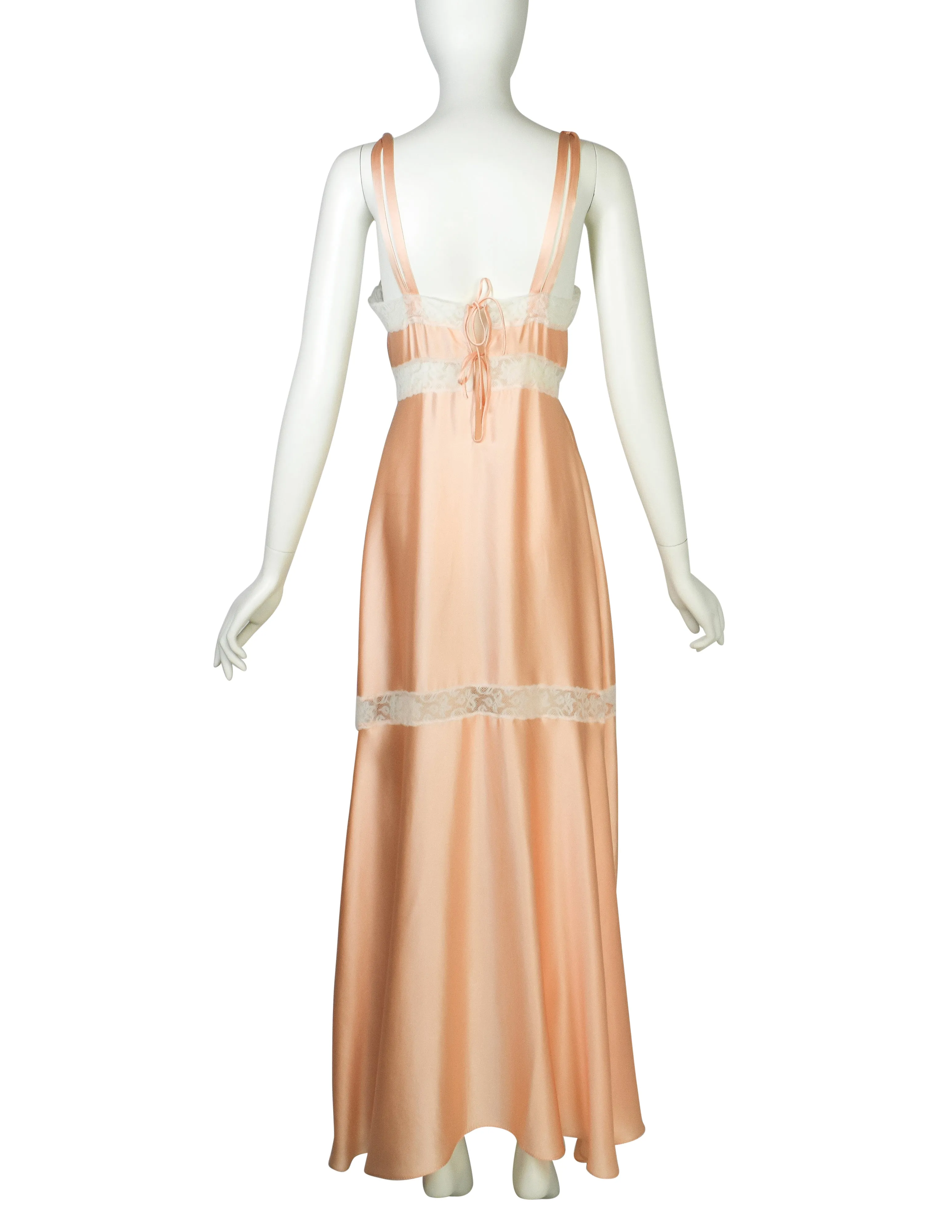 Chloe Vintage 1970s Peach Satin Lace Slip Dress