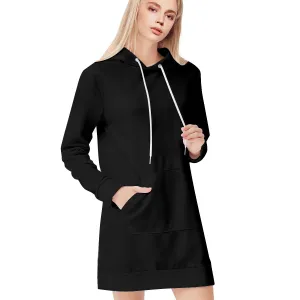 Classic Solid Black Hoodie Dress