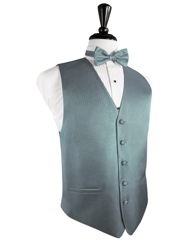 Cloudy Herringbone Tuxedo Vest