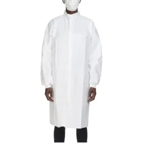 Contec CritiGear Cleanroom Lab Coats, White, Knit Cuff with Thumb Loop, Made with Microporous Fabric