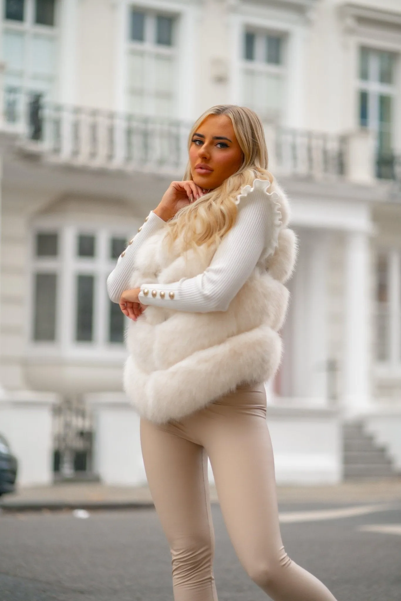 Cream Premium Faux Fur Gilet