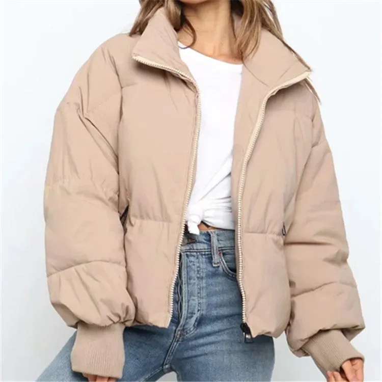 Cross-border popular cotton-padded clothes for women ins Europe, America, loose and thin warm bread clothes, short lazy down cotton clothes, winter