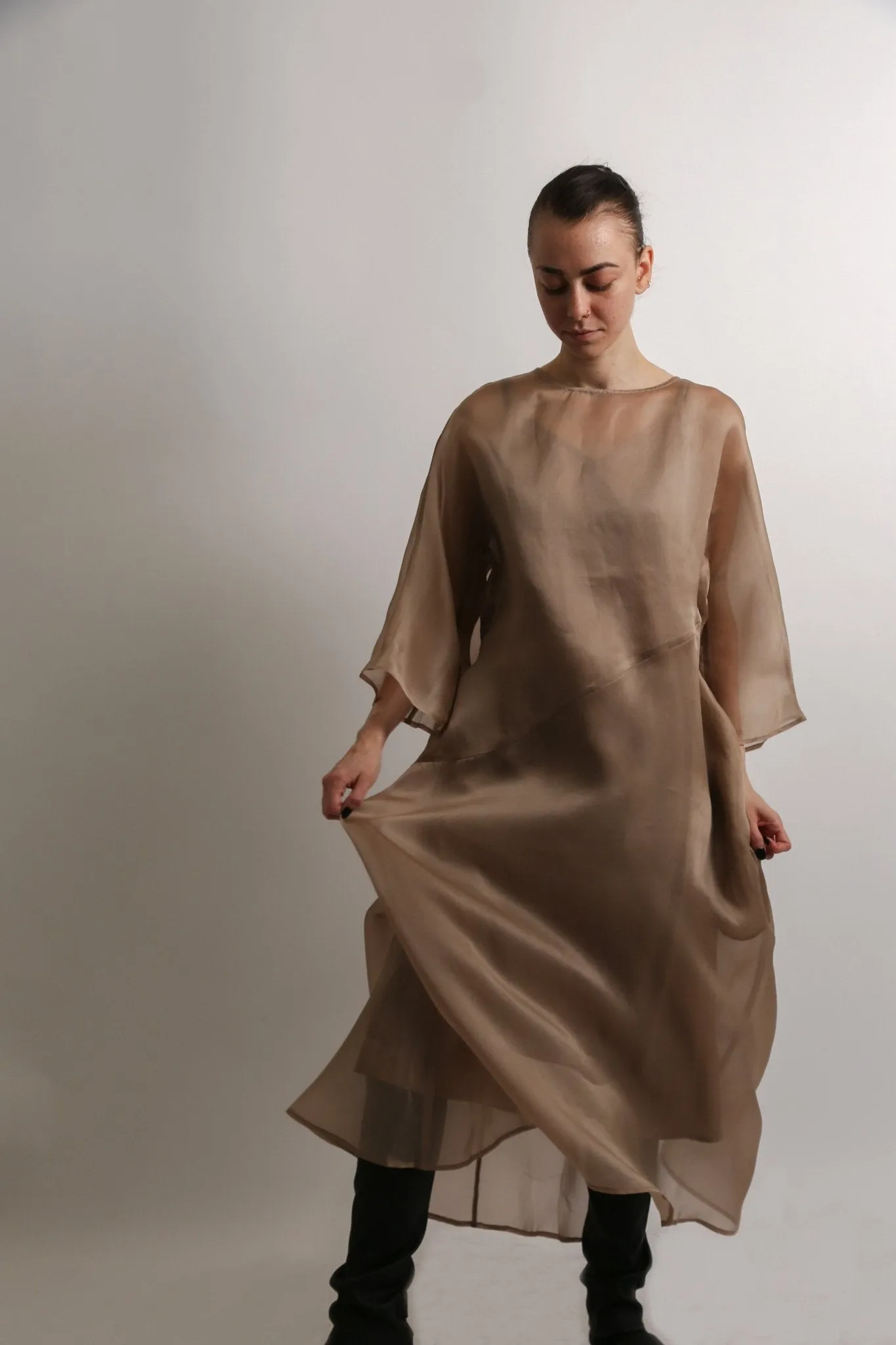 DAVA DIAGONAL SEAM DRESS IN SILK ORGANZA