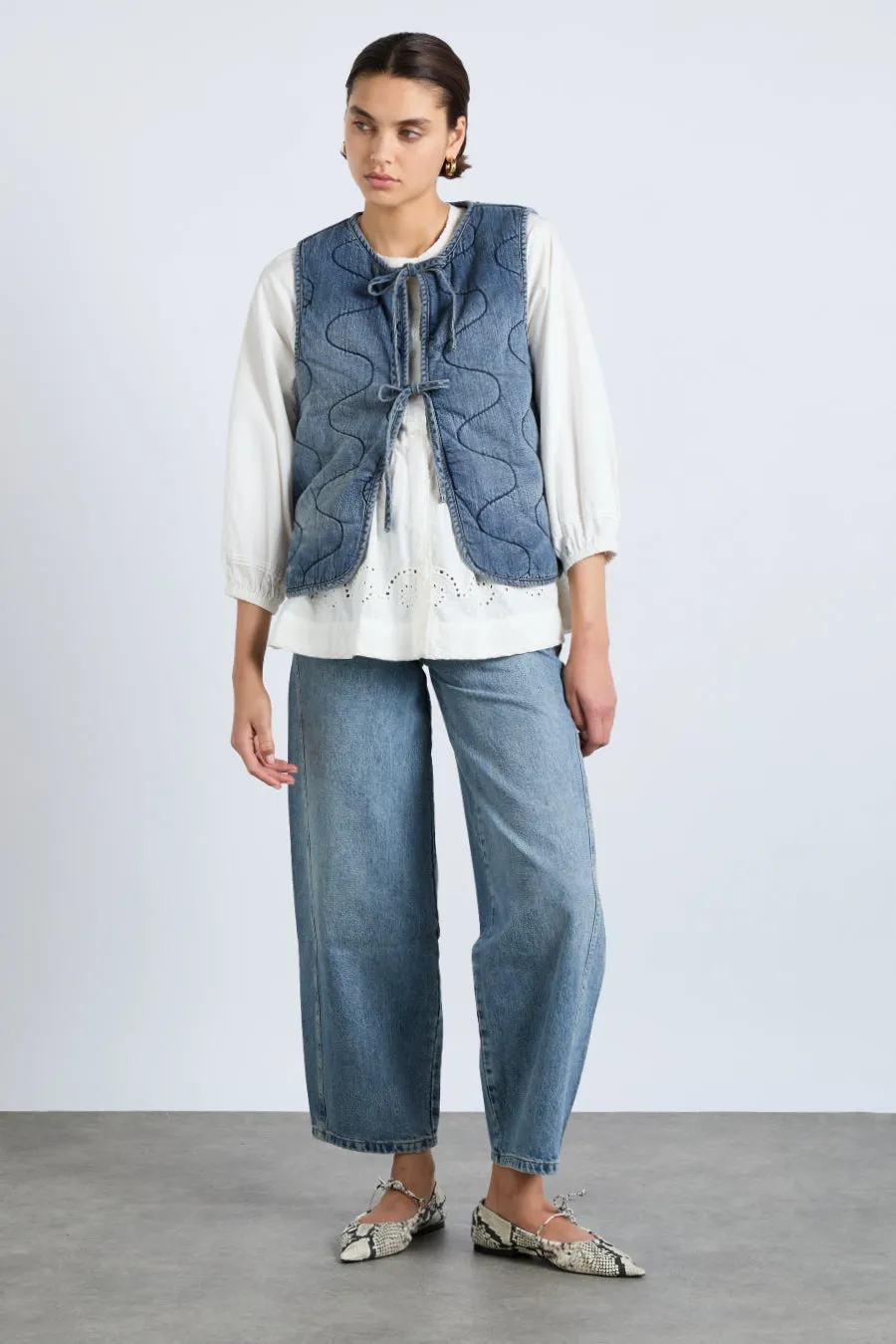 denim tilly gilet- vintage wash