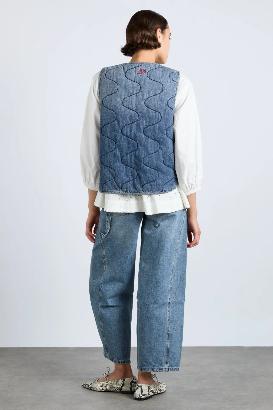 denim tilly gilet- vintage wash