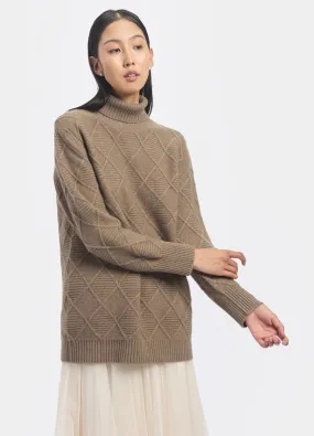 Diamond Pattern Polo Neck Sweater