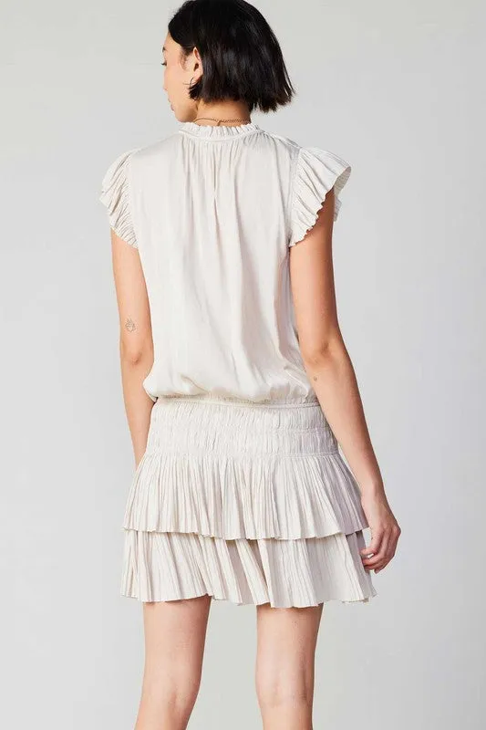 Ecru Mini Dress With Pleated Skirt