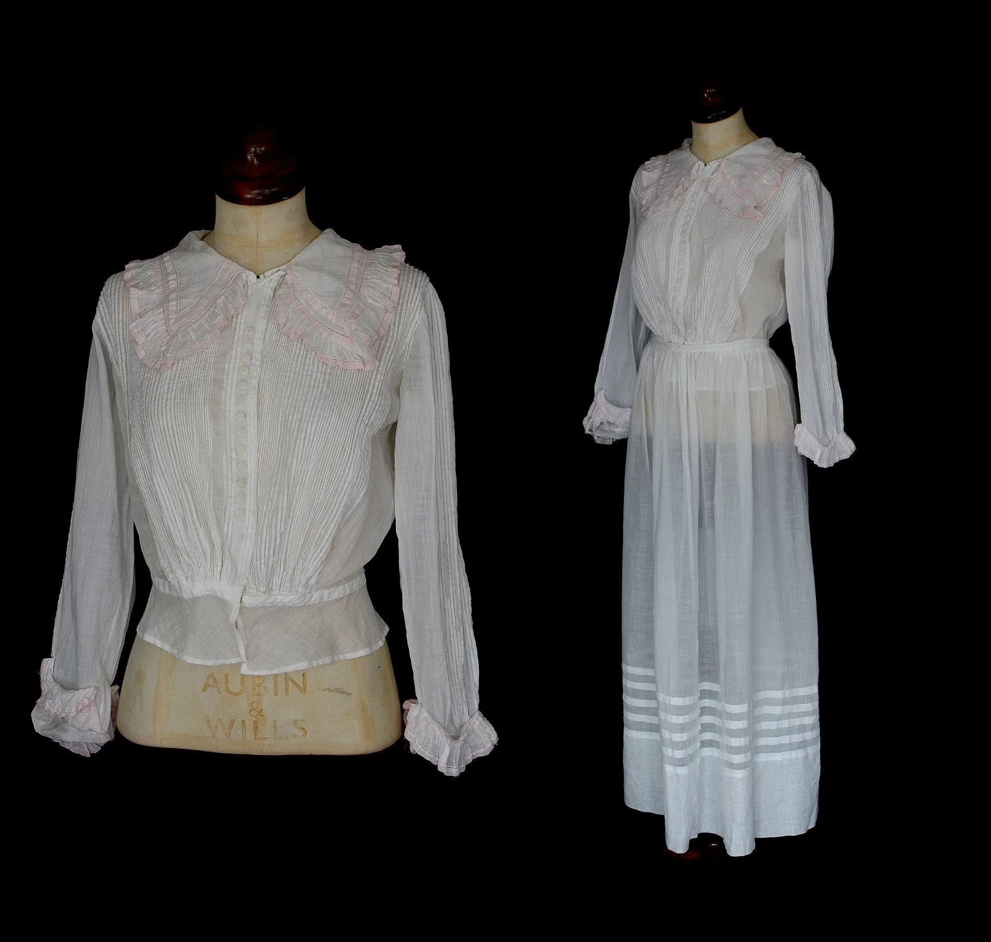 Edwardian White Cotton Blouse and Skirt