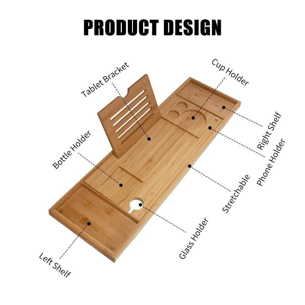 Extendable Bathtub Non-Slip Food Drink Tray