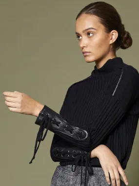 Eyelet Leather Trim Jumper BACK IN ST0CK