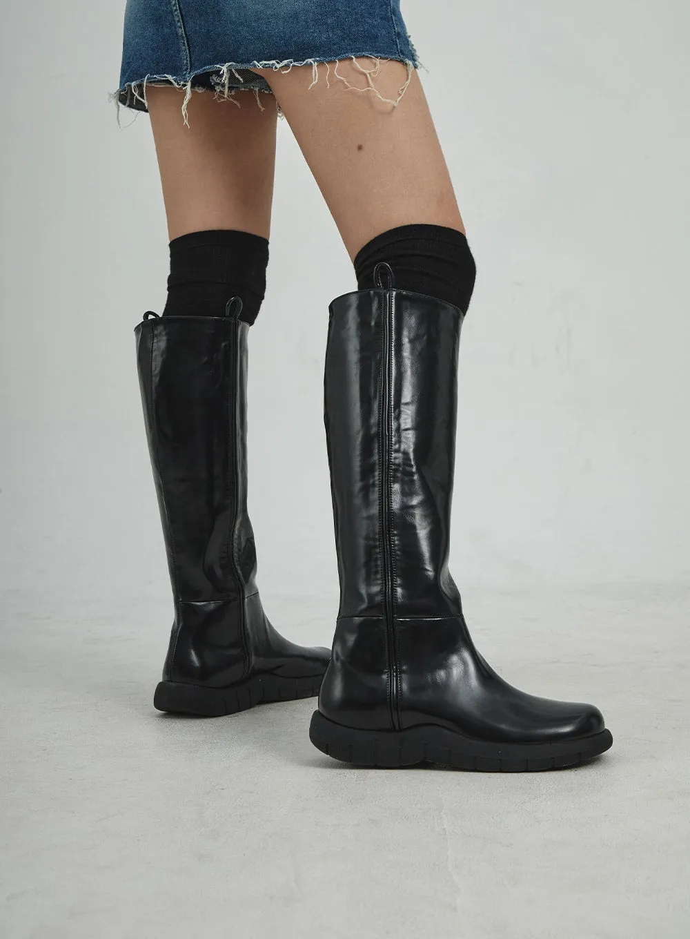 Faux Leather Knee High Boots CD12