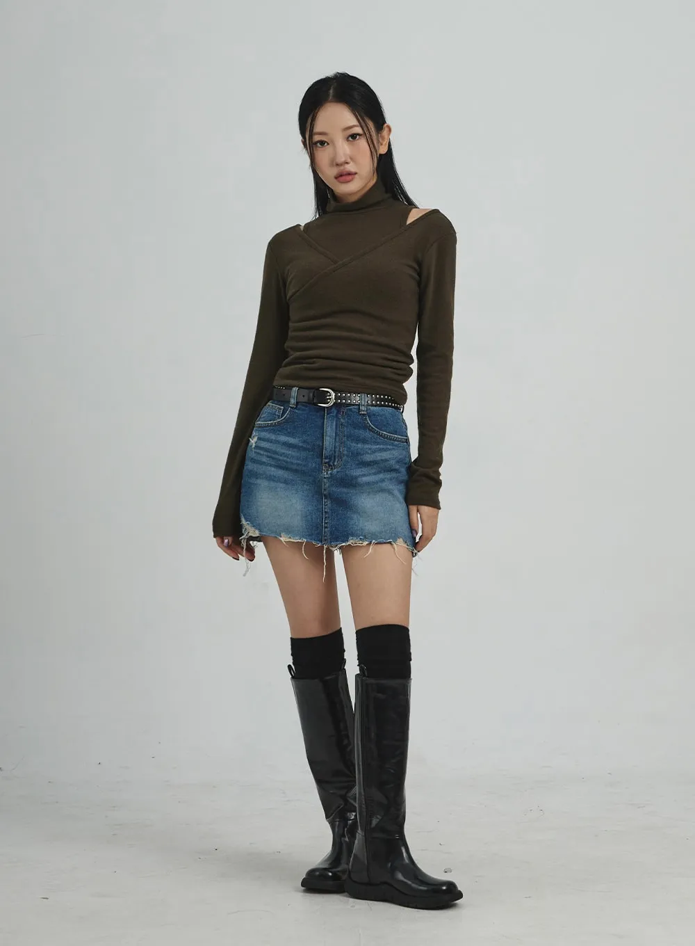 Faux Leather Knee High Boots CD12