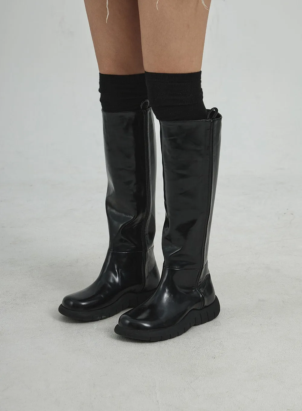 Faux Leather Knee High Boots CD12