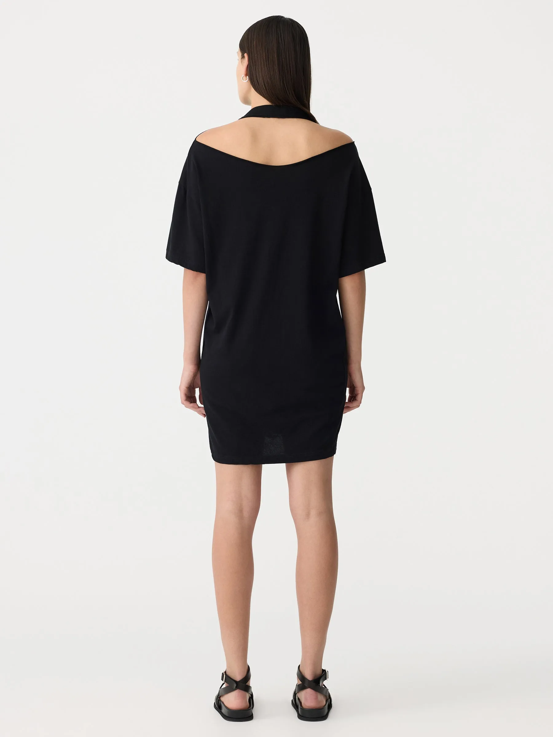 floating neck boxy short sleeve dress