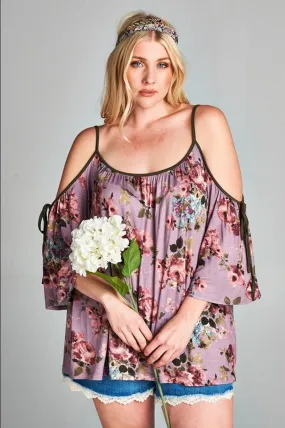 Floral Swing Top Plus Size, Mauve