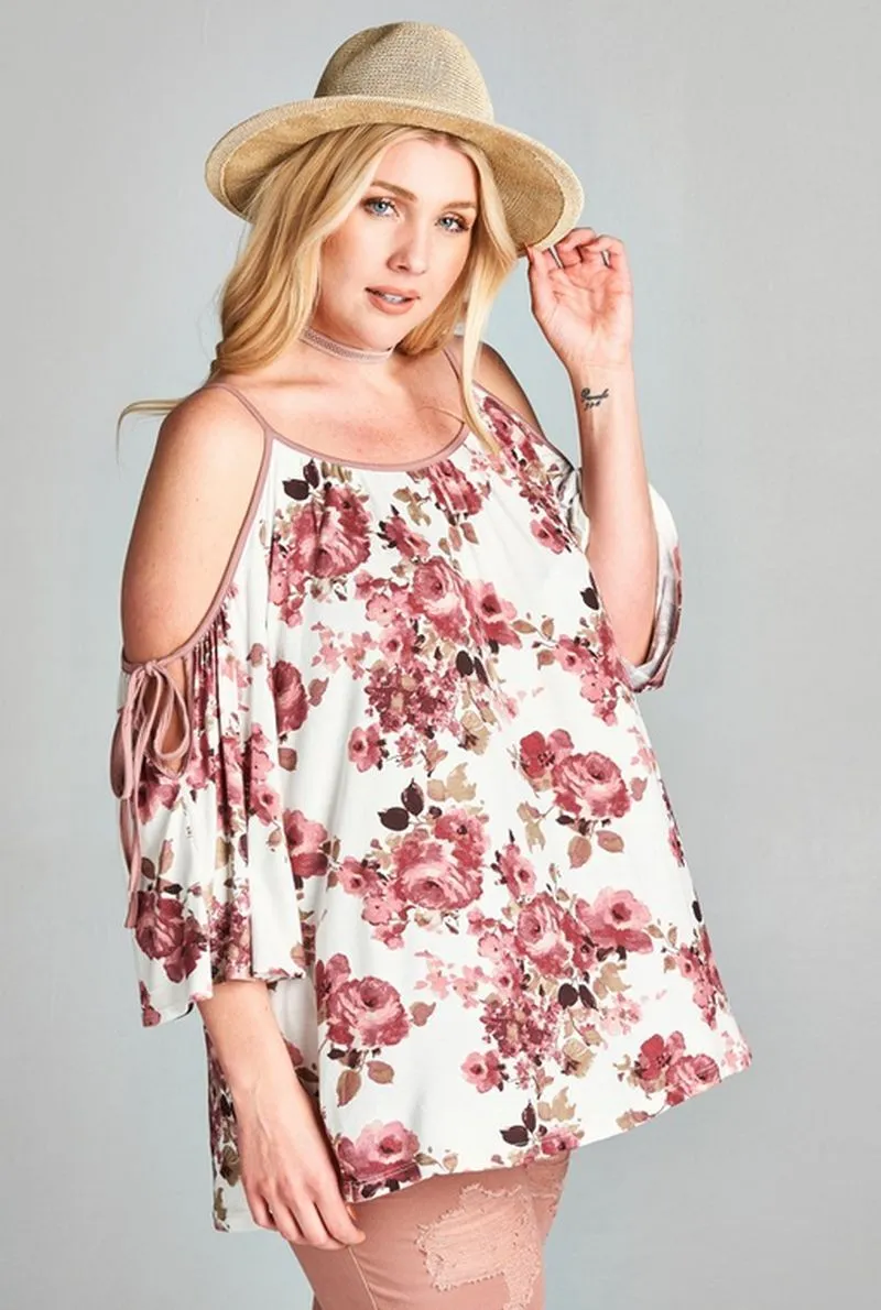 Floral Swing Top Plus Size, Off White