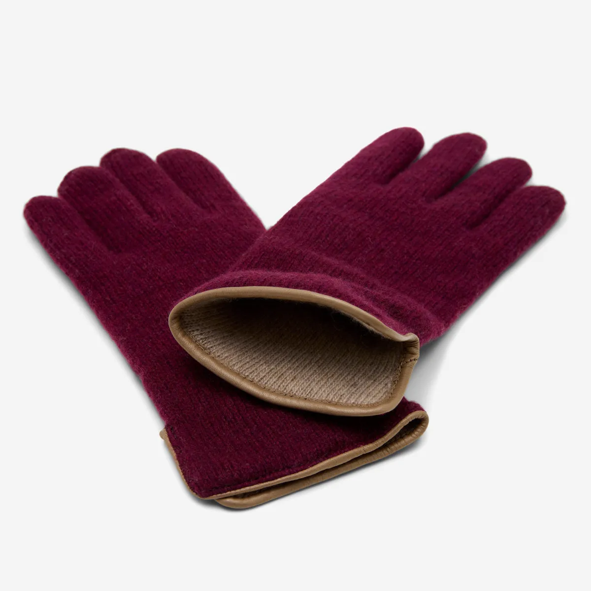 Florentina (red) - Handmade Italian knitted wool gloves with luxurious cashmere lining