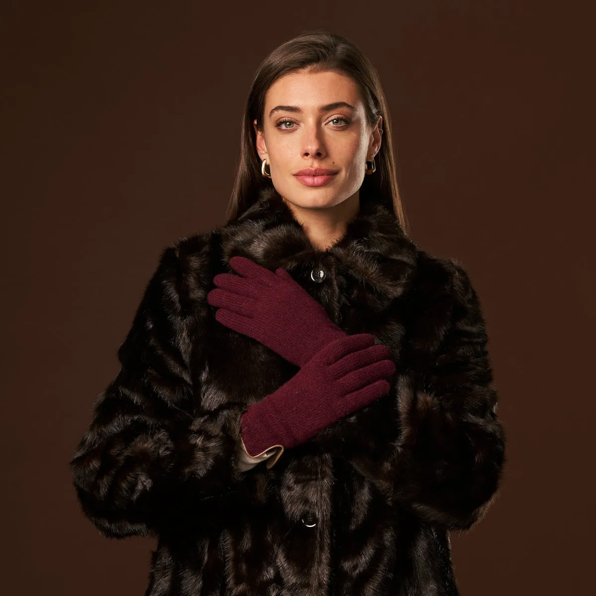 Florentina (red) - Handmade Italian knitted wool gloves with luxurious cashmere lining