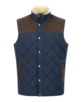 Fynch-Hatton Fabric Mix Dark Navy Gilet