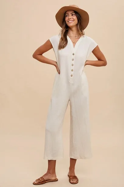 Gabby Gauze Button Down Jumpsuit