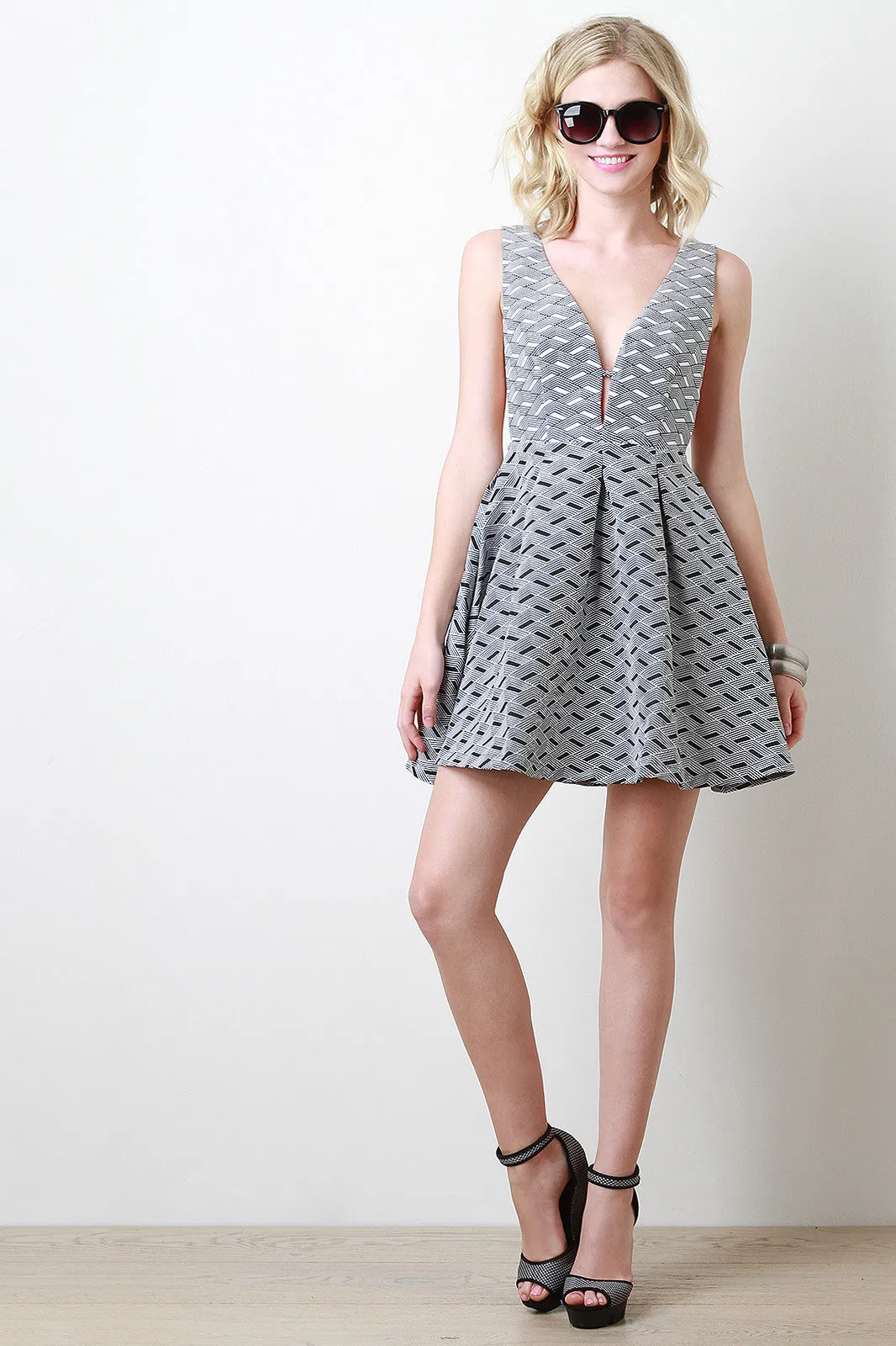 Geo Pattern Skater Dress