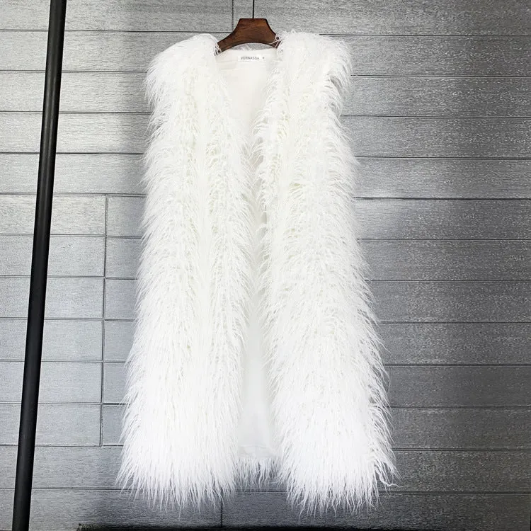 Gilet in pelliccia di lana Long Beach da donna