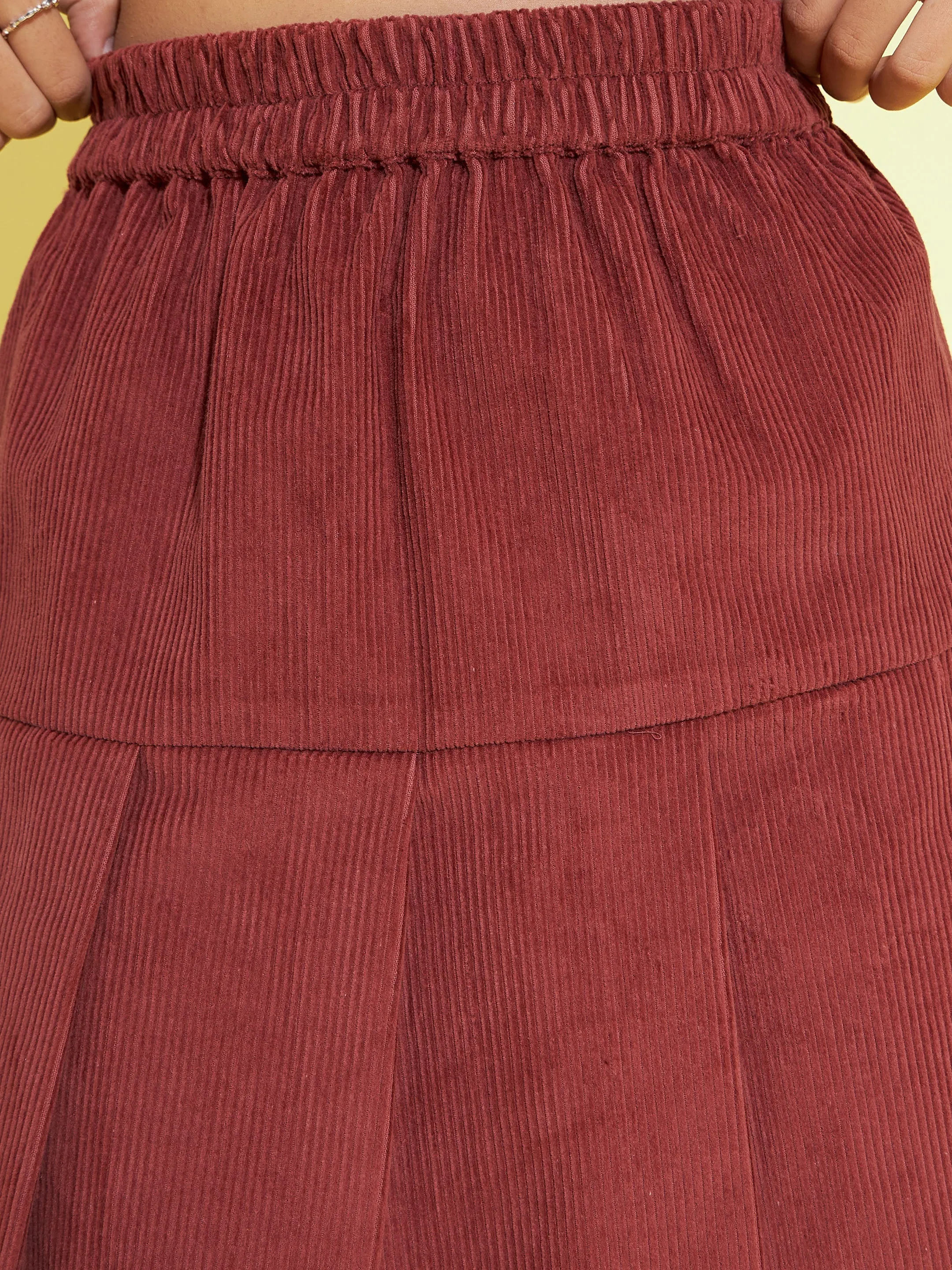 Girls Rust Corduroy Pleated Skirt - Lyush Kids