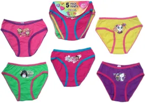 girl's underwear 5 packs by 1000% cute - sizes 4-14 Case of 72