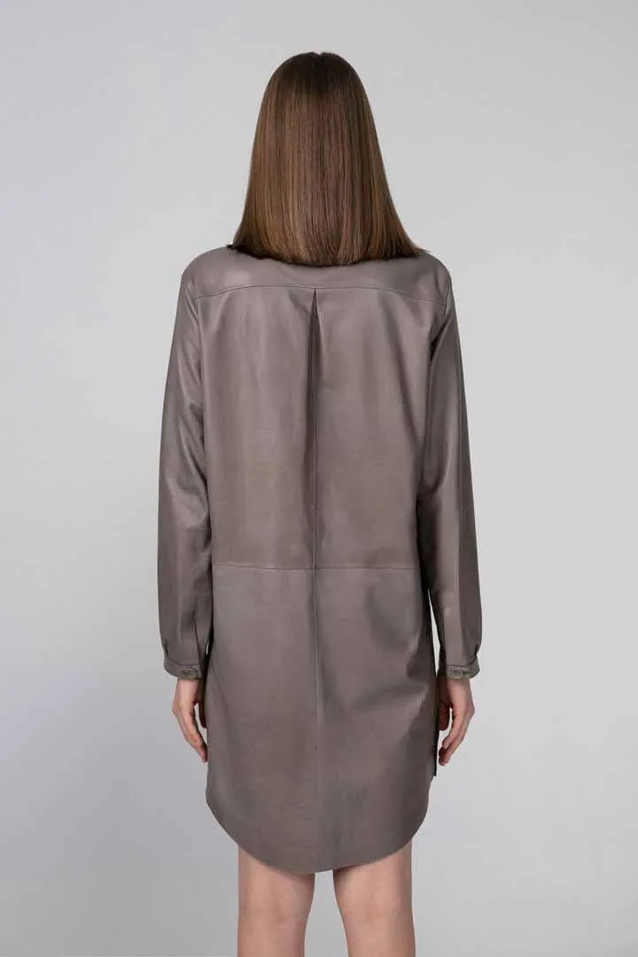 Grey Leather Coat