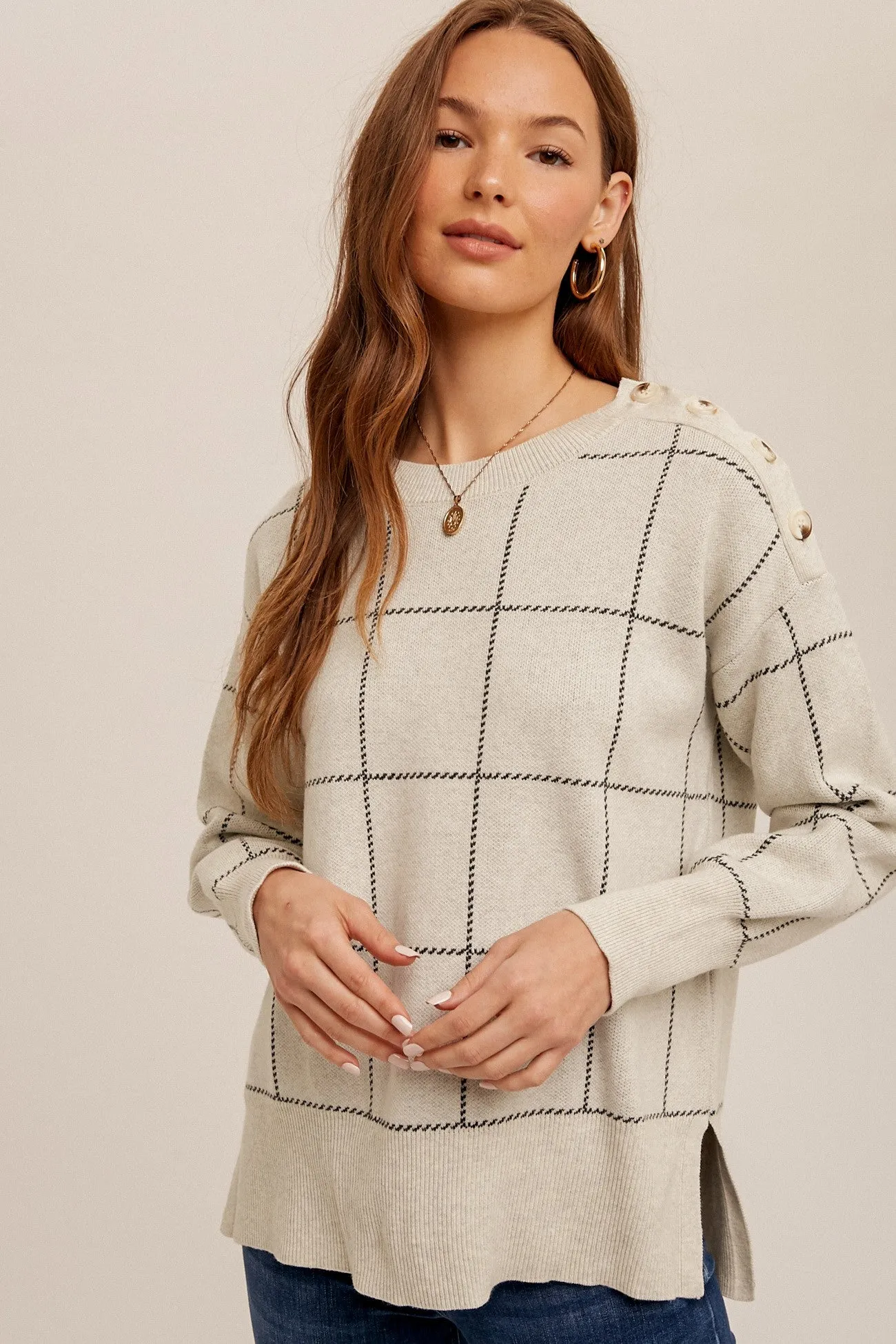 Grid Pattern Sweater Style 7403