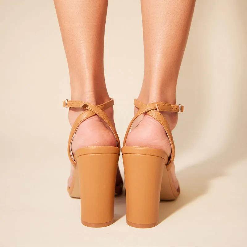 Hailey Dress Sandal in Tan Leather