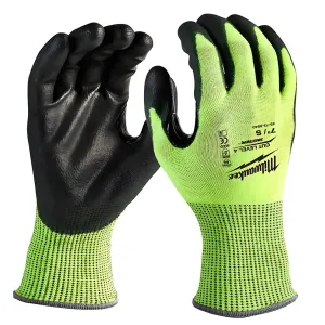 High Visibility Cut Level 4 Polyurethane Dipped Gloves - S