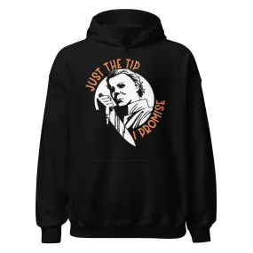 Horror Film Hoodie Mike Myers Just the Tip I Promise Blended Cotton Midweight Pullover