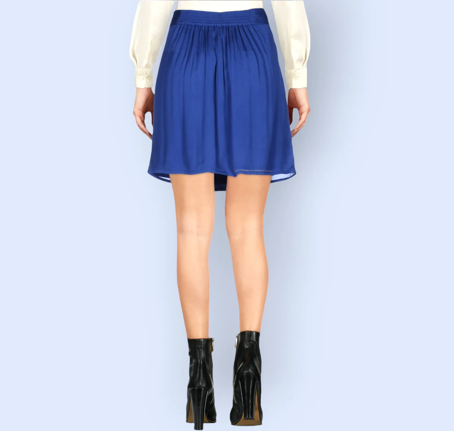 Hoss Intropia Blue Pleated Crepe Mini Skirt UK 10 US 6 EU 38