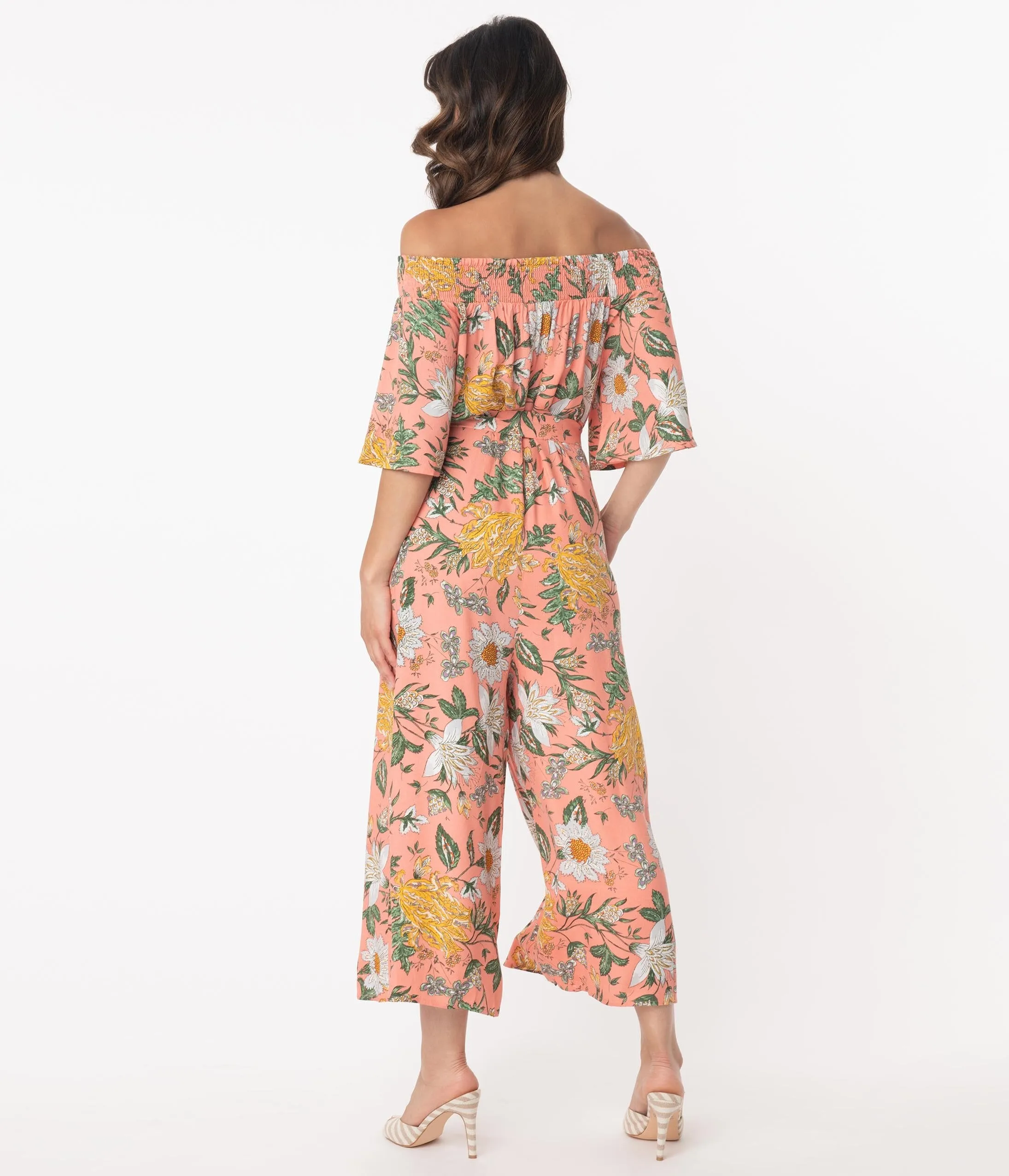 Hot Coral & Multi Floral Jumpsuit