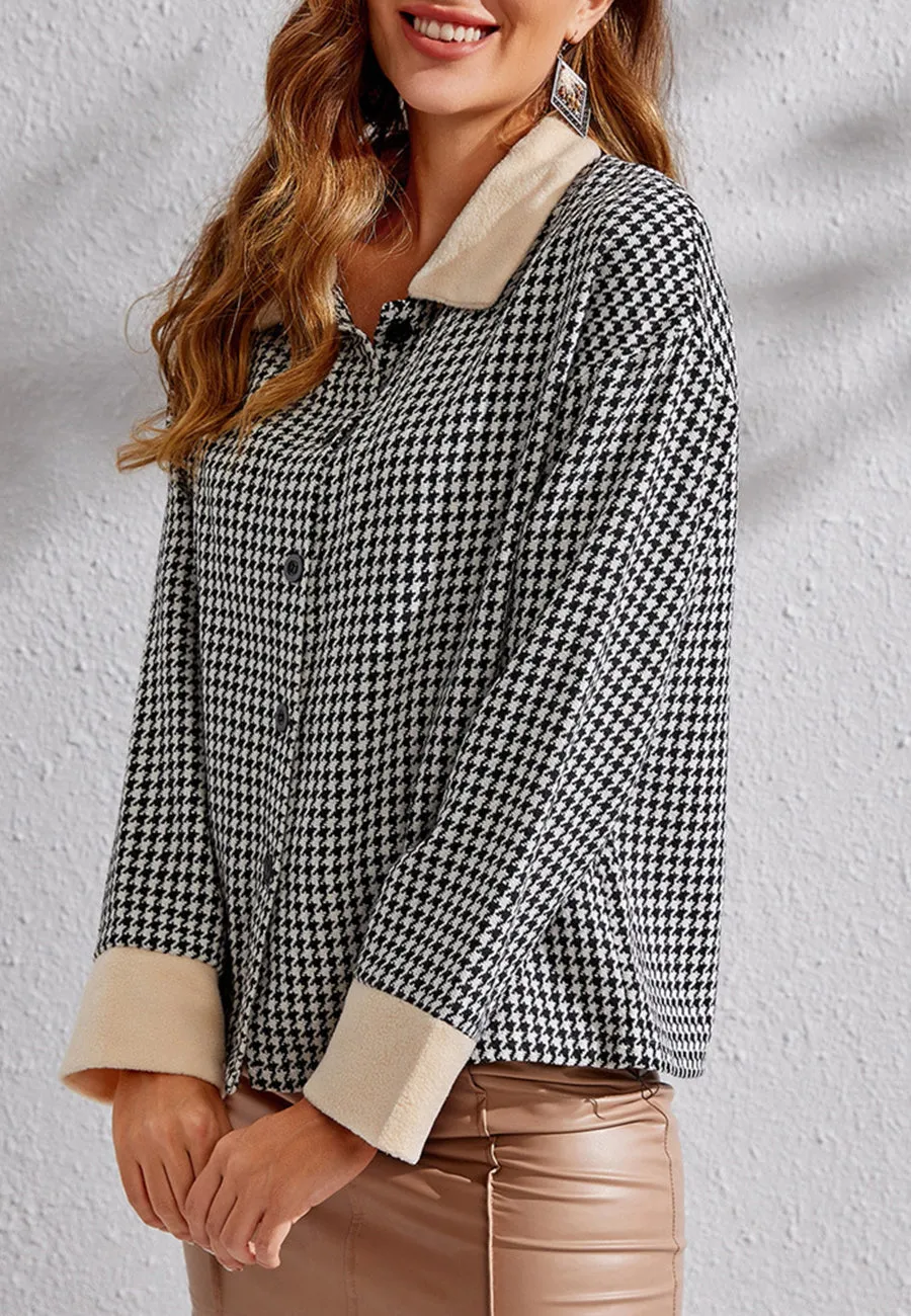 Houndstooth Button Up Jacket