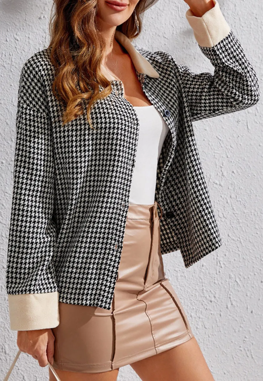 Houndstooth Button Up Jacket