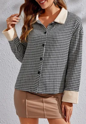 Houndstooth Button Up Jacket